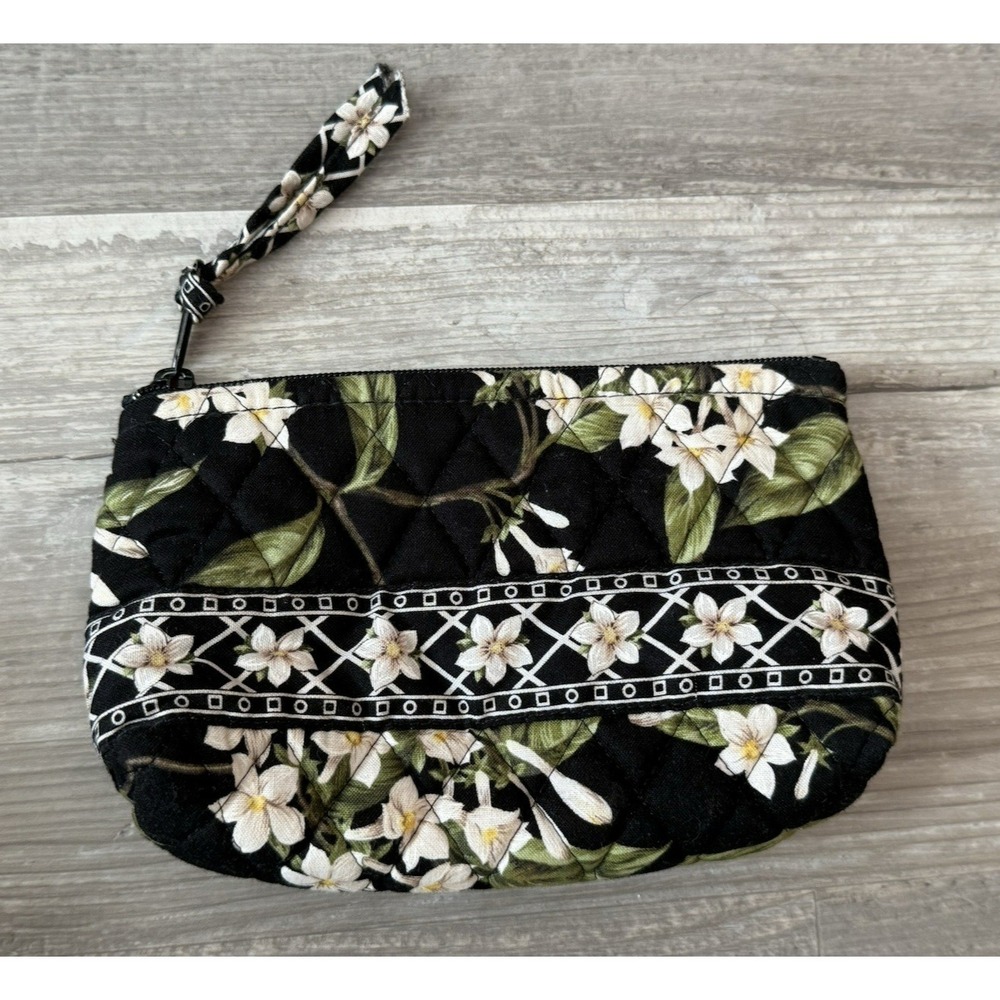 Retired Vera Bradley Black Jasmine Floral Quilted Medium Tote & Makeup Bag EUC - Picture 13 of 16